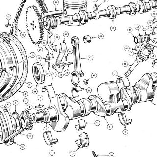 ENGINE (Petrol Injection Model): Crankshaft, Camshaft, Pistons and Flywheel Crankshaft Assembly, Fan Assembly, Flywheel Assembly, Camshaft, Timing Cover Assembly, COnnecting Rod Assembly, Piston Assembly, Drive Shaft Assembly, Pedestal Assembly - Distributor and Petrol Injection Metering Pump